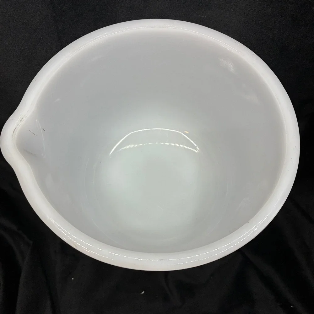 Vintage Glasbake for Sunbeam Milk Glass Mixing Bowl White Spout Made in USA 7in